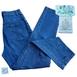 The Quacker Factory Spider-web Halloween Spooky Jeans Sz 6